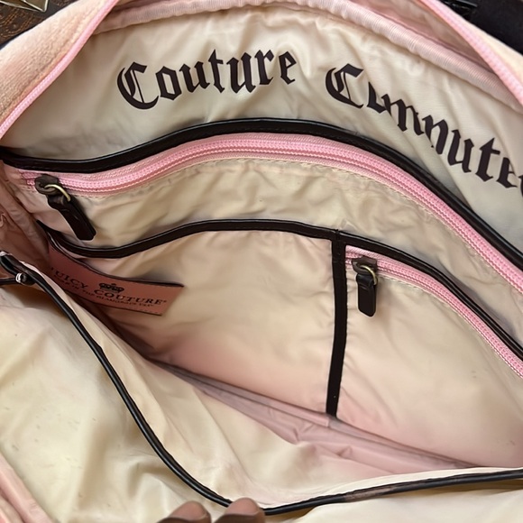 Vintage Y2K Juicy Couture Velour Messenger Laptop Bag Pink Velour.. - Picture 3 of 11
